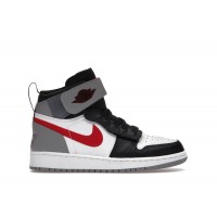 Подростковые Jordan 1 High FlyEase Black Particle Grey Gym Red (GS)