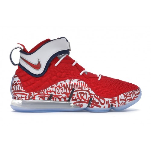 Кроссы Nike LeBron 17 Graffiti Remix Red - мужская сетка размеров