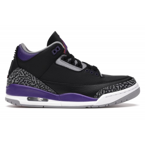 Кроссы Jordan 3 Retro Black Court Purple - мужская сетка размеров