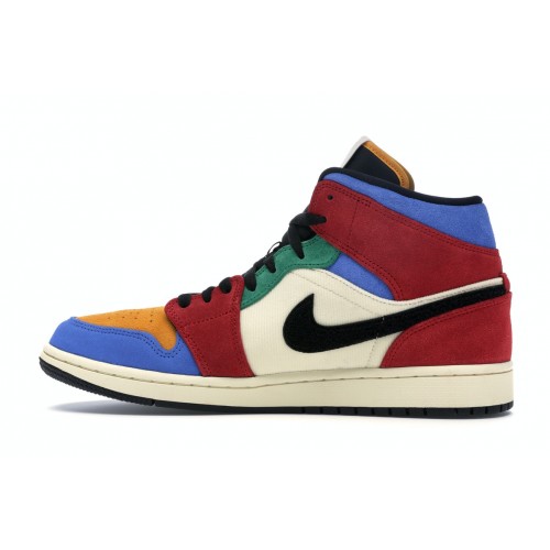 Кроссы Jordan 1 Mid SE Fearless Blue the Great - мужская сетка размеров