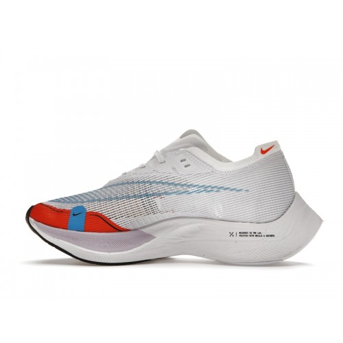Кроссы Nike ZoomX Vaporfly Next% 2 White Laser Blue Rush Orange - мужская сетка размеров