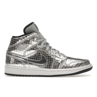 Женские кроссовки Jordan 1 Mid SE Disco Metallic Silver (W)