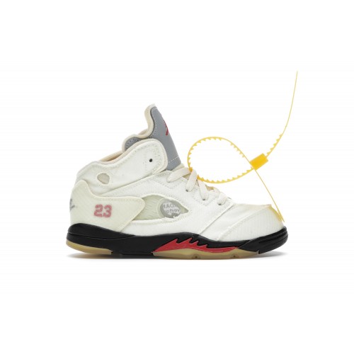 Кроссы Jordan 5 Retro Off-White Sail (TD) - детская сетка размеров