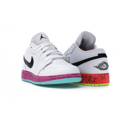 Кроссы Jordan 1 Low Multi-Color Midsoles White (GS) - подростковая сетка размеров