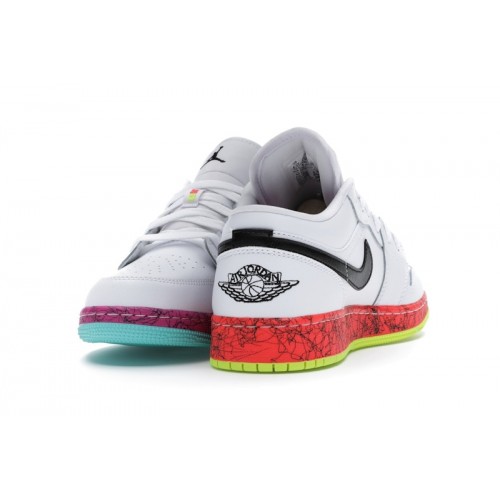 Кроссы Jordan 1 Low Multi-Color Midsoles White (GS) - подростковая сетка размеров