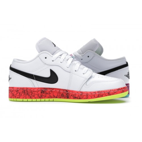 Кроссы Jordan 1 Low Multi-Color Midsoles White (GS) - подростковая сетка размеров