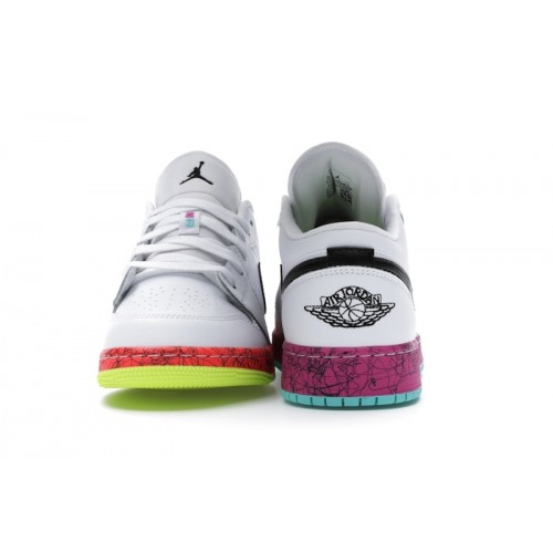Кроссы Jordan 1 Low Multi-Color Midsoles White (GS) - подростковая сетка размеров