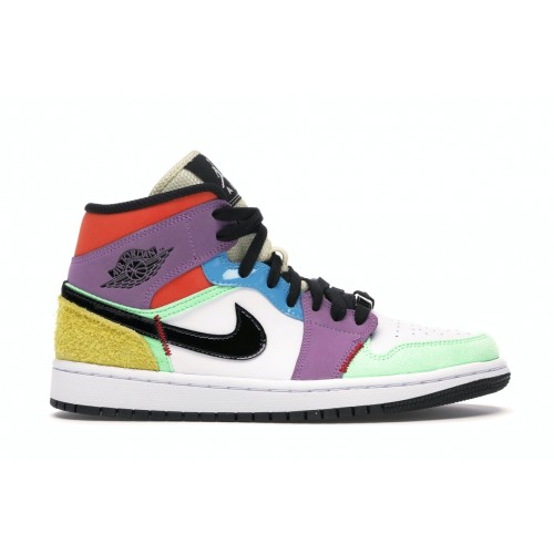 Кроссы Jordan 1 Mid SE Multi-Color (W) - женская сетка размеров