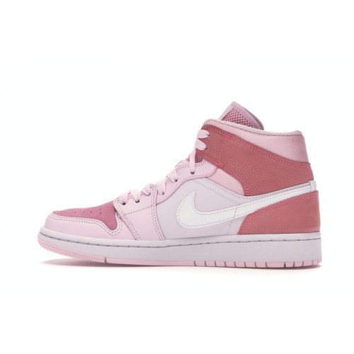 Кроссы Jordan 1 Mid Digital Pink (W) - женская сетка размеров