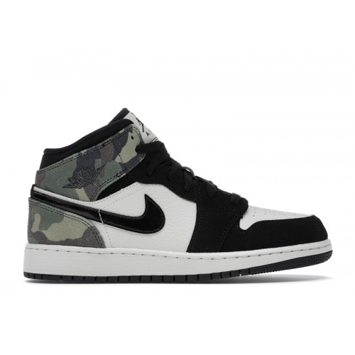 Air Jordan 1 Mid SE GS Camo - подростковая сетка размеров