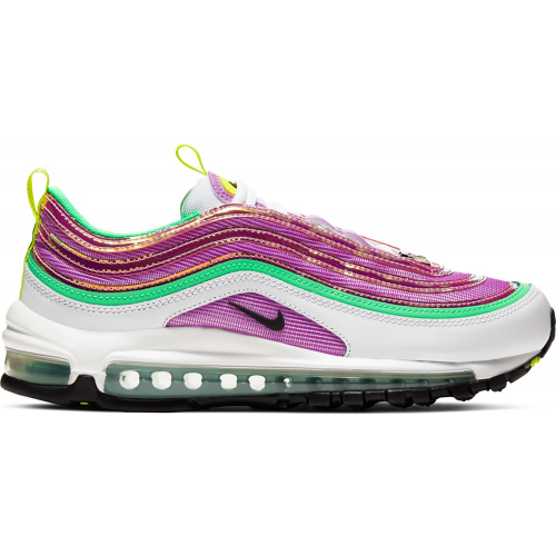 Кроссы Nike Air Max 97 White Electro Green Fuchsia Glow (W) - женская сетка размеров