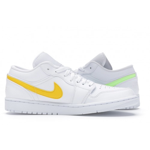Кроссы Jordan 1 Low White Multi-Color Swoosh - мужская сетка размеров