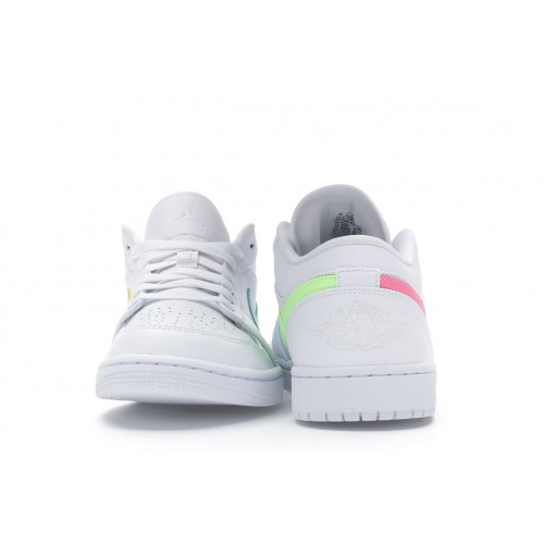 Кроссы Jordan 1 Low White Multi-Color Swoosh - мужская сетка размеров
