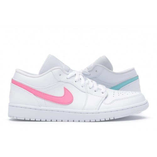 Кроссы Jordan 1 Low White Multi-Color Swoosh - мужская сетка размеров