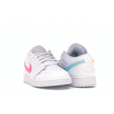 Подростковые Jordan 1 Low White Neon (GS)
