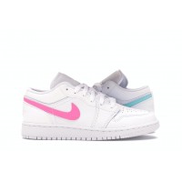 Подростковые кроссовки Jordan 1 Low White Neon (GS)