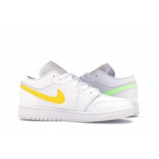 Подростковые Jordan 1 Low White Neon (GS)