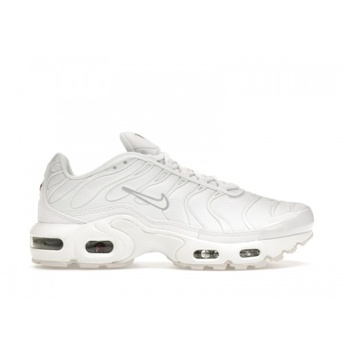 Кроссы Nike Air Max Plus White Metallic Silver (GS) - подростковая сетка размеров
