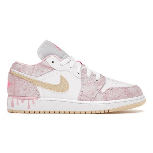 Кроссы Jordan 1 Low Paint Drip (GS) - подростковая сетка размеров
