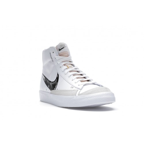 Кроссы Nike Blazer Mid 77 Sketch White Black - мужская сетка размеров