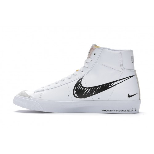 Кроссы Nike Blazer Mid 77 Sketch White Black - мужская сетка размеров