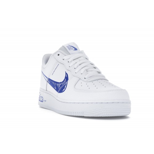Кроссы Nike Air Force 1 Low Sketch White Royal - мужская сетка размеров