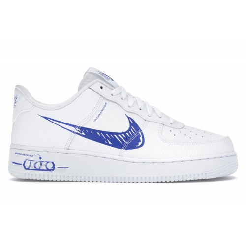 Кроссы Nike Air Force 1 Low Sketch White Royal - мужская сетка размеров