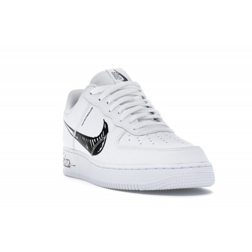 Кроссы Nike Air Force 1 Low Sketch White Black - мужская сетка размеров