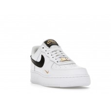 Женские кроссовки Nike Air Force 1 Low 07 Essential White Black Gold Mini Swoosh (W)