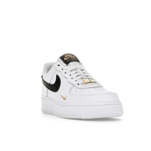 Кроссы Nike Air Force 1 Low 07 Essential White Black Gold Mini Swoosh (W) - женская сетка размеров