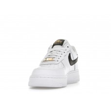 Женские кроссовки Nike Air Force 1 Low 07 Essential White Black Gold Mini Swoosh (W)
