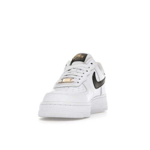 Кроссы Nike Air Force 1 Low 07 Essential White Black Gold Mini Swoosh (W) - женская сетка размеров
