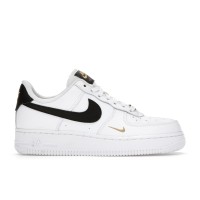 Женские кроссовки Nike Air Force 1 Low 07 Essential White Black Gold Mini Swoosh (W)