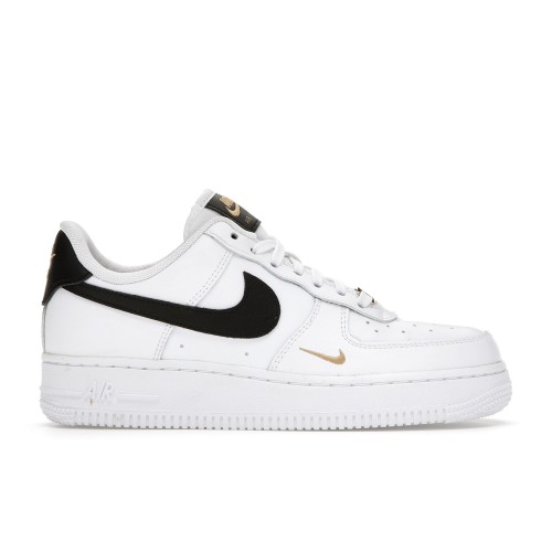 Кроссы Nike Air Force 1 Low 07 Essential White Black Gold Mini Swoosh (W) - женская сетка размеров