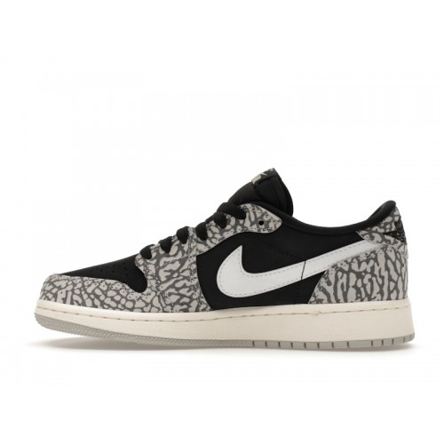 Кроссы Jordan 1 Retro Low OG Black Cement (GS) - подростковая сетка размеров