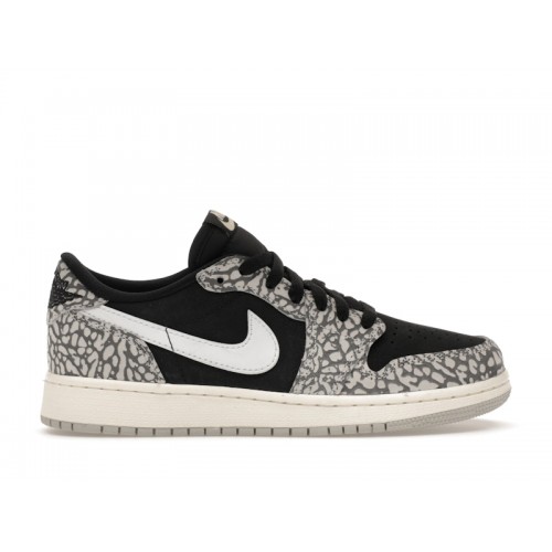 Кроссы Jordan 1 Retro Low OG Black Cement (GS) - подростковая сетка размеров