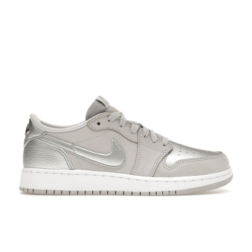 Кроссы Jordan 1 Low OG Metallic Silver (GS) - подростковая сетка размеров