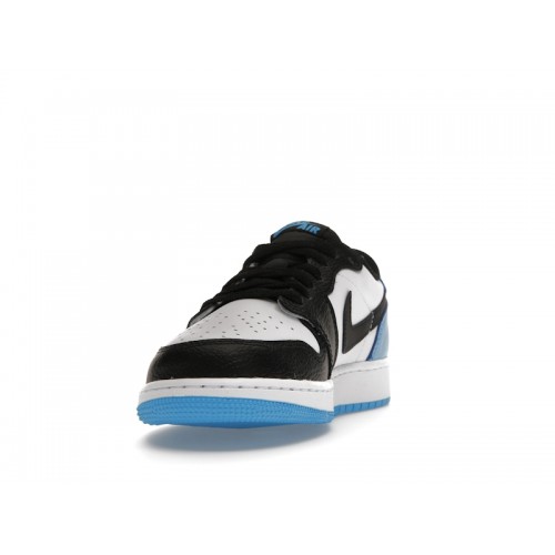 Кроссы Jordan 1 Retro Low OG Black Dark Powder Blue (GS) - подростковая сетка размеров