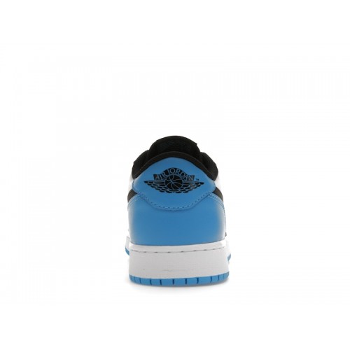 Кроссы Jordan 1 Retro Low OG Black Dark Powder Blue (GS) - подростковая сетка размеров