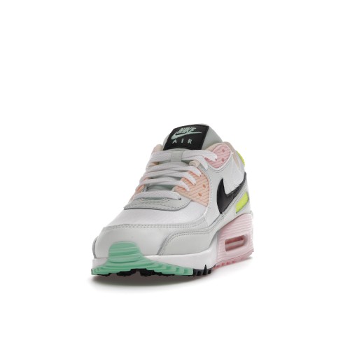 Кроссы Nike Air Max 90 White Volt Green Glow (W) - женская сетка размеров