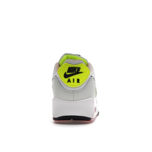 Кроссы Nike Air Max 90 White Volt Green Glow (W) - женская сетка размеров