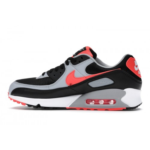 Кроссы Nike Air Max 90 Black Radiant Red Wolf Grey - мужская сетка размеров