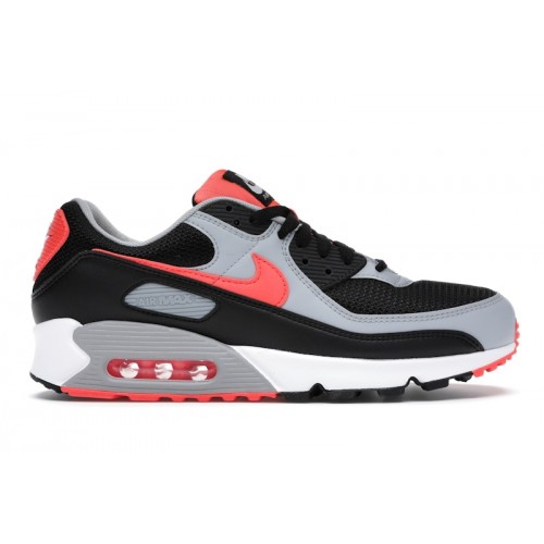 Кроссы Nike Air Max 90 Black Radiant Red Wolf Grey - мужская сетка размеров