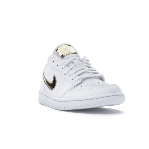 Кроссы Jordan 1 Low White Metallic Gold (W) - женская сетка размеров