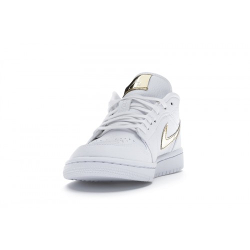 Кроссы Jordan 1 Low White Metallic Gold (W) - женская сетка размеров