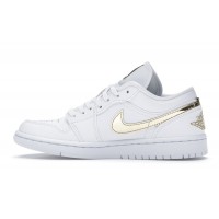 Женские Jordan 1 Low White Metallic Gold (W)