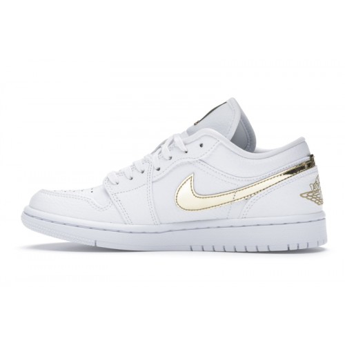 Кроссы Jordan 1 Low White Metallic Gold (W) - женская сетка размеров