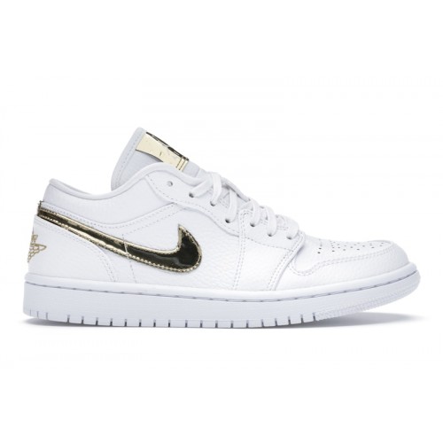 Кроссы Jordan 1 Low White Metallic Gold (W) - женская сетка размеров