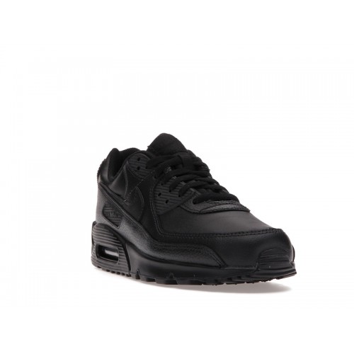 Кроссы Nike Air Max 90 Leather Triple Black - мужская сетка размеров