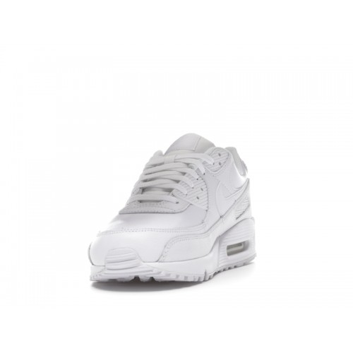 Кроссы Nike Air Max 90 Leather Triple White - мужская сетка размеров